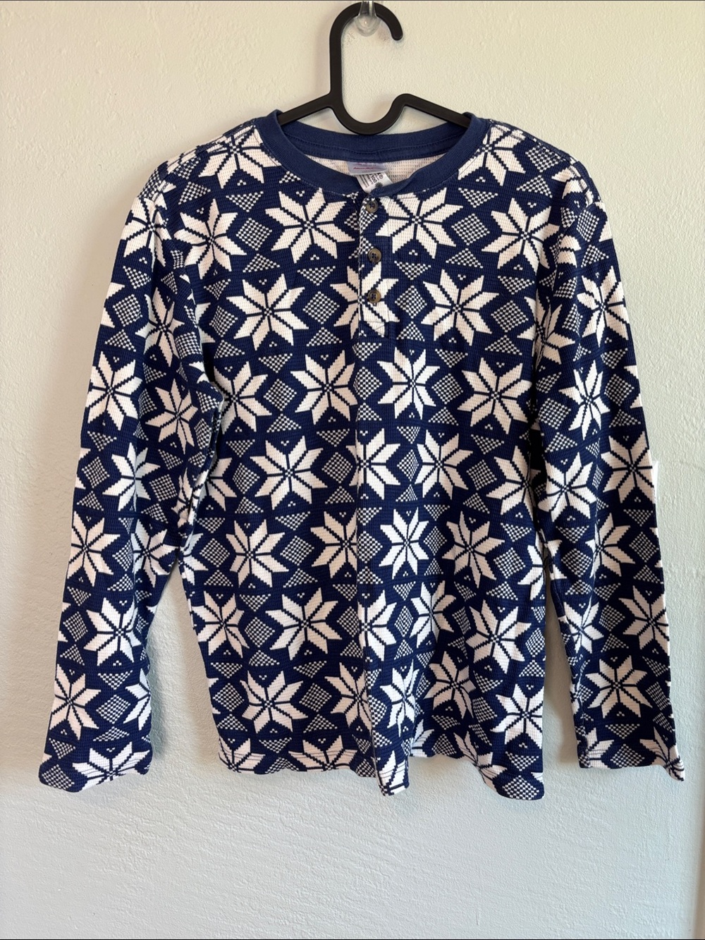 Bundle 2/$30! Hanna Andersson Navy & White Snowflake Henley Never Worn Nordic